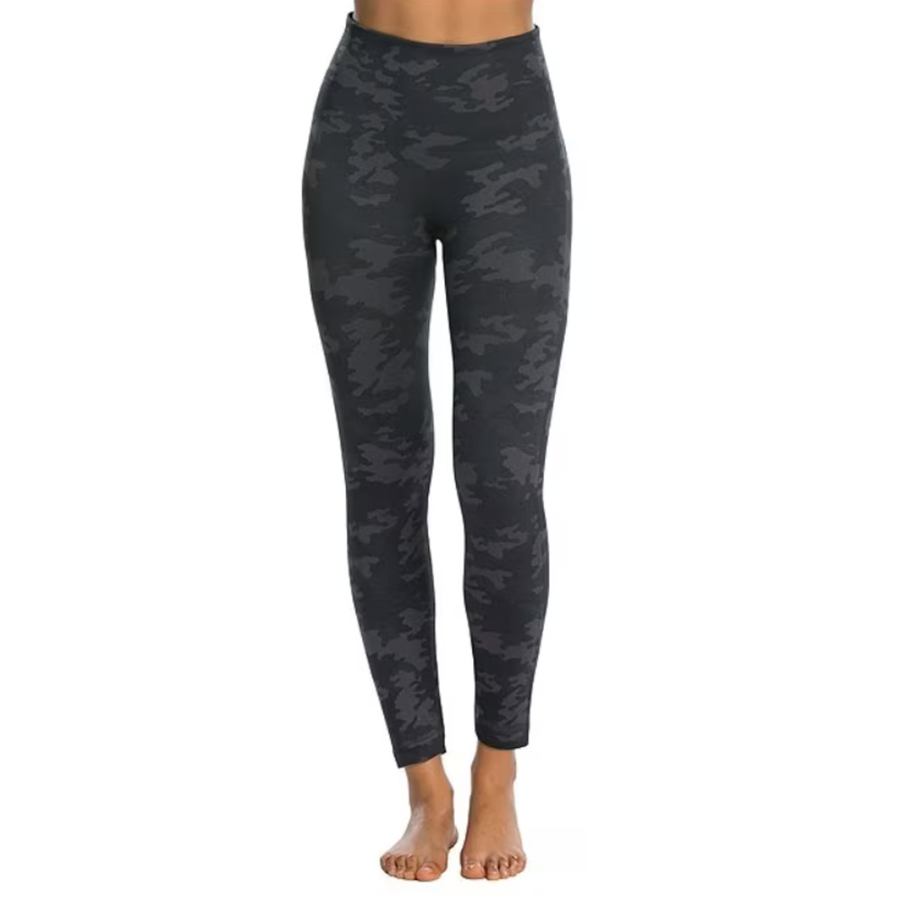 Spanx by Sarah Blakely Seamless Camo‎ Leggings Black Grey Size Small